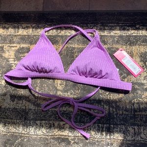 target purple triangle metallic swimsuit top sz s
